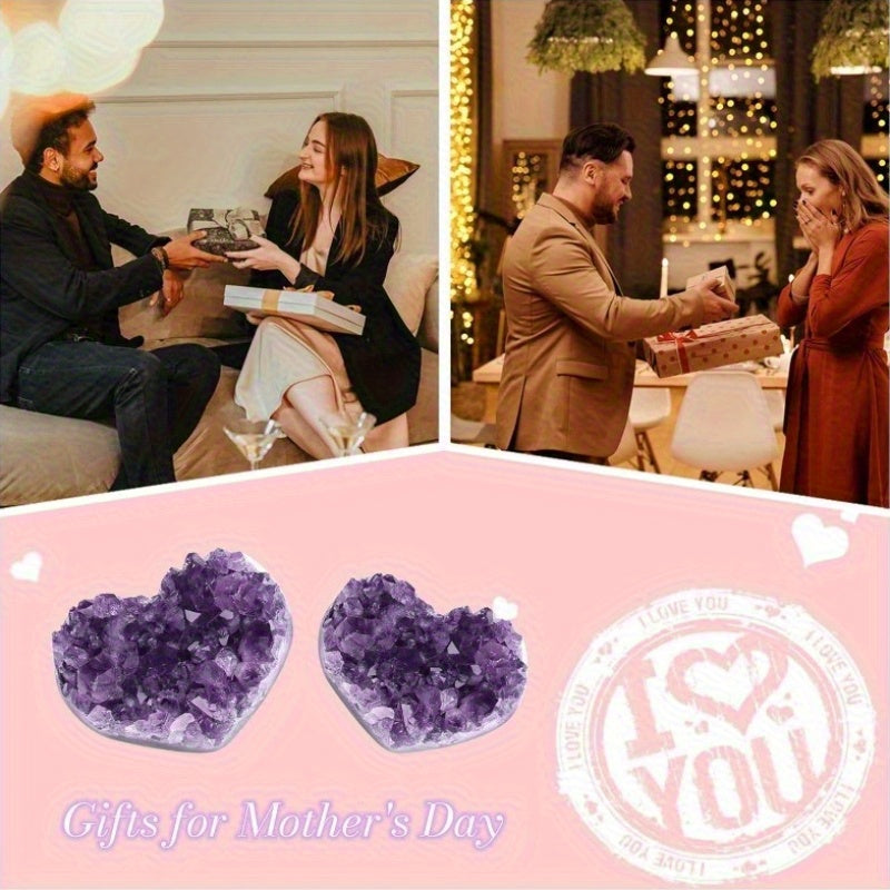 Amethyst Heart Crystal Cluster for Healing and Home Decor - Earth Heart Resources