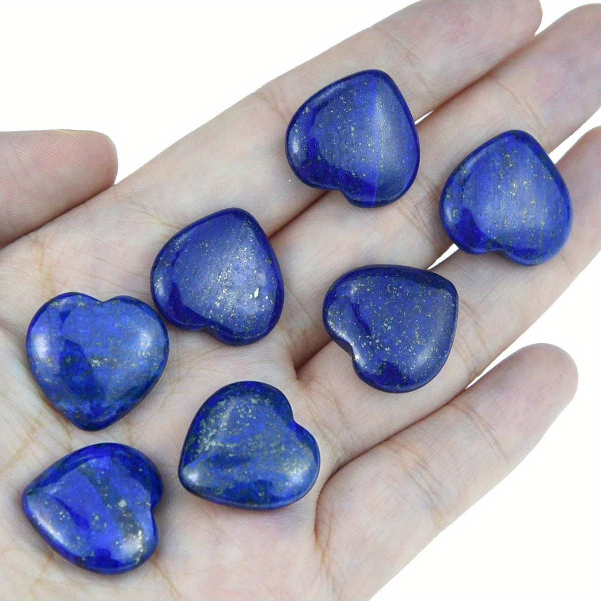 Lapis Lazuli Heart Carved Palm Worry Stones for Healing Energy - Earth Heart Resources