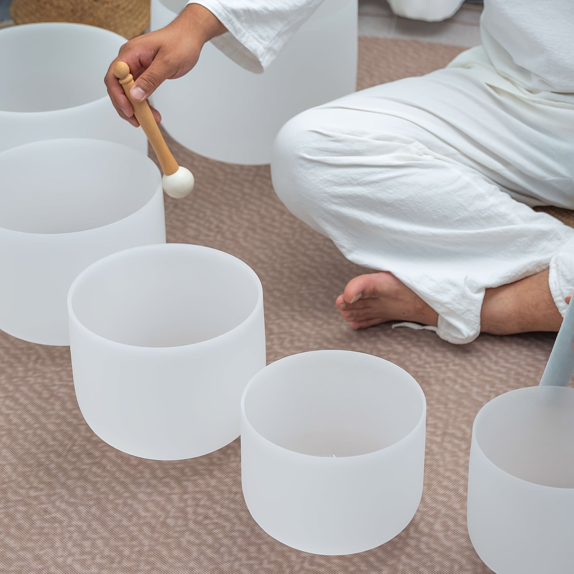 432Hz Quartz Crystal Singing Bowls Set for Meditation and Yoga - Earth Heart Resources